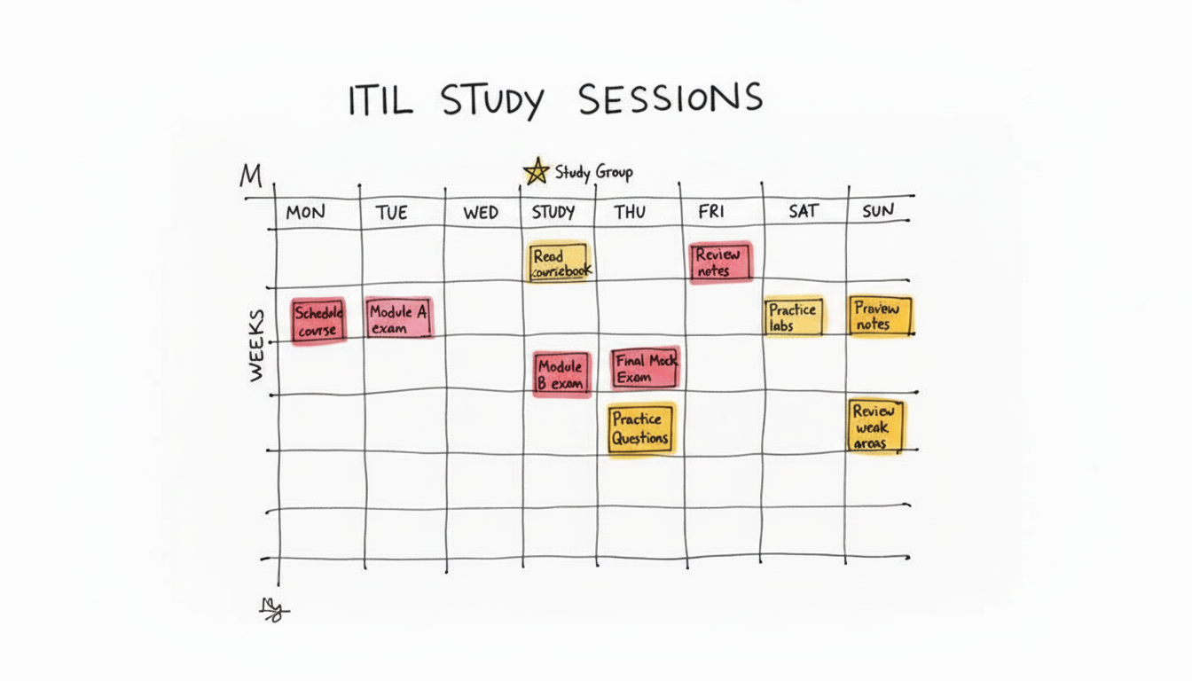 A person is creating a detailed study schedule on a calendar with sticky notes and pens.