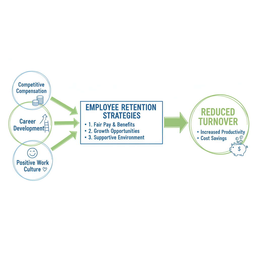 A sketch of a broken piggy bank losing coins, labeled 'recruitment,' 'lestnalbe,' and 'morale.'