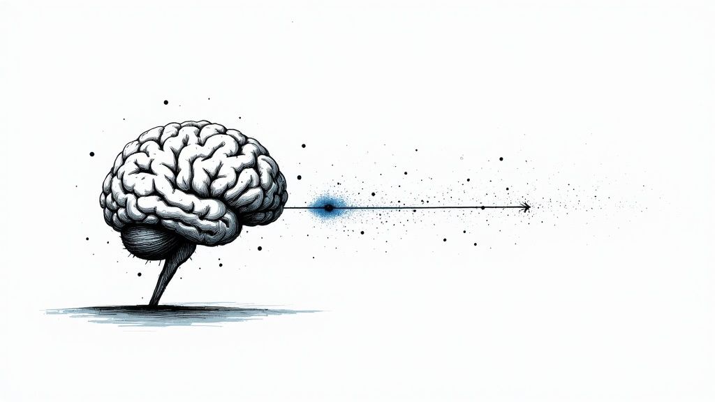 A person sitting at a desk, looking thoughtfully at a complex diagram on a computer screen, representing the challenge of retaining information.