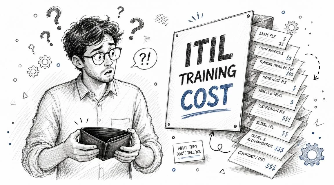 Person looking at empty wallet, illustrating hidden ITIL costs.