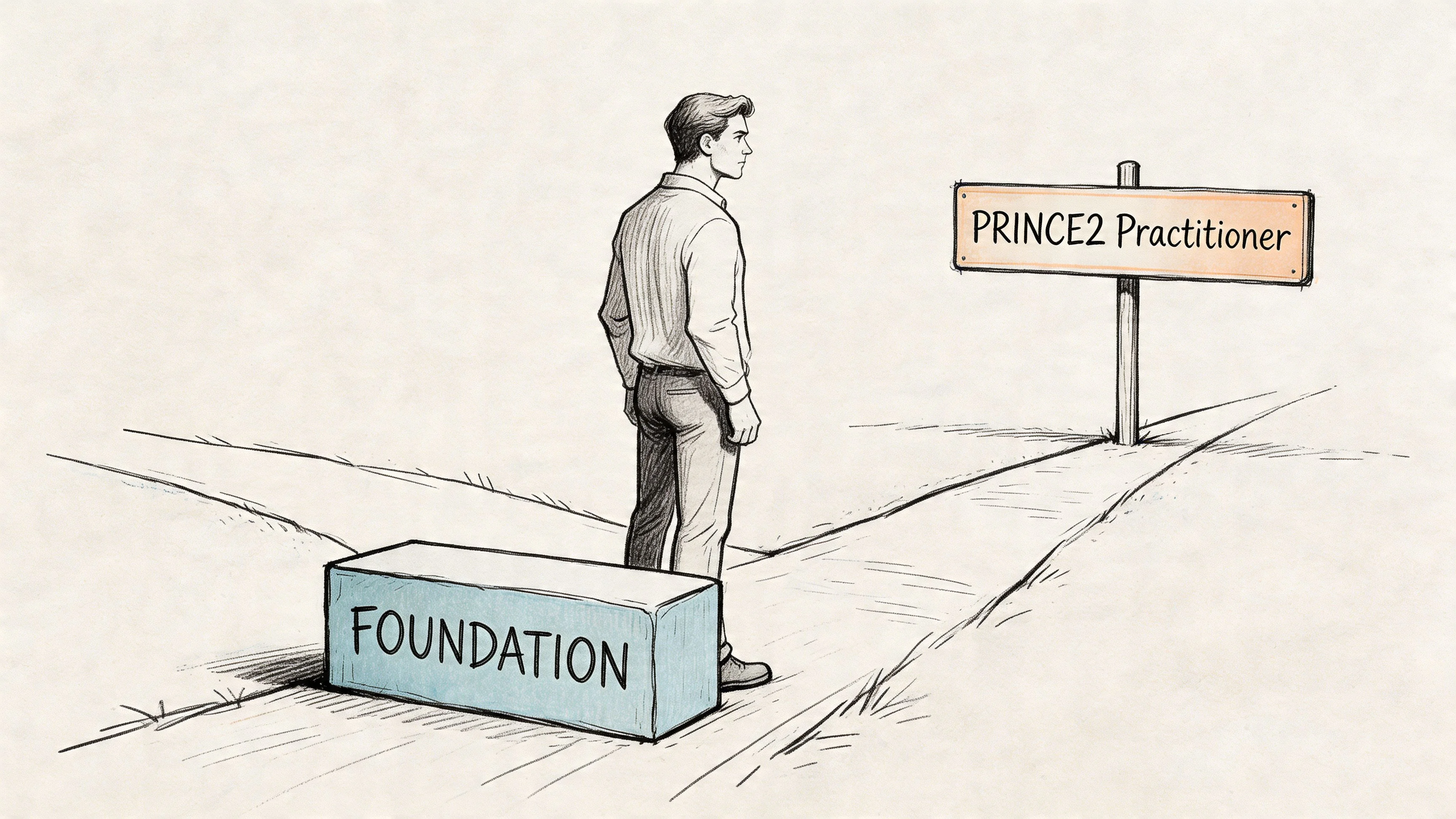 Foundation block versus practitioner sign at a fork in the road