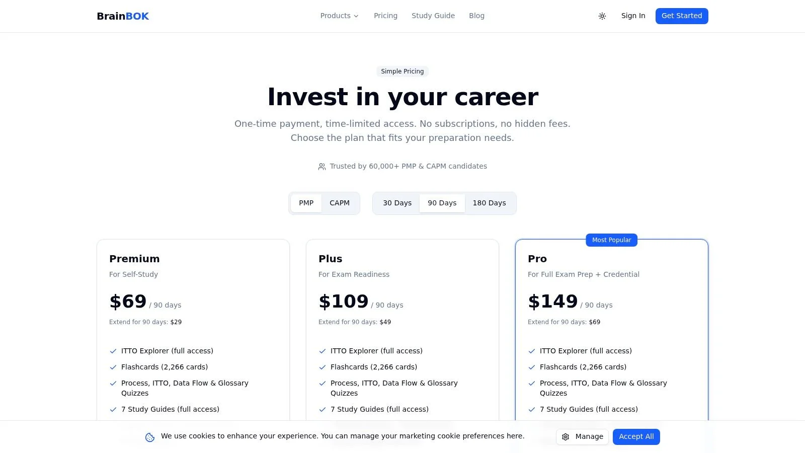 BrainBOK exam simulator and study tools