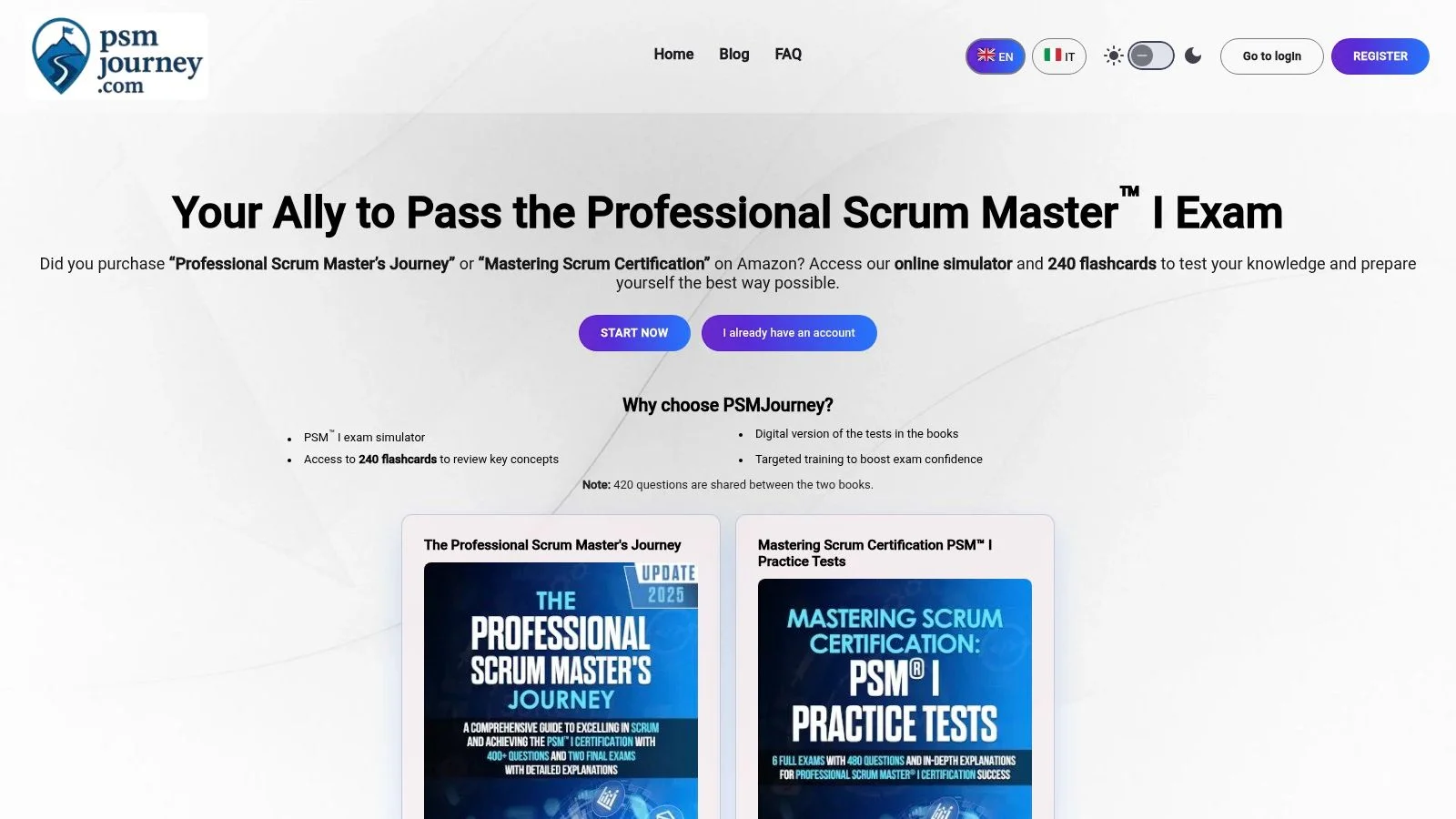PSMJourney online simulator and flashcards