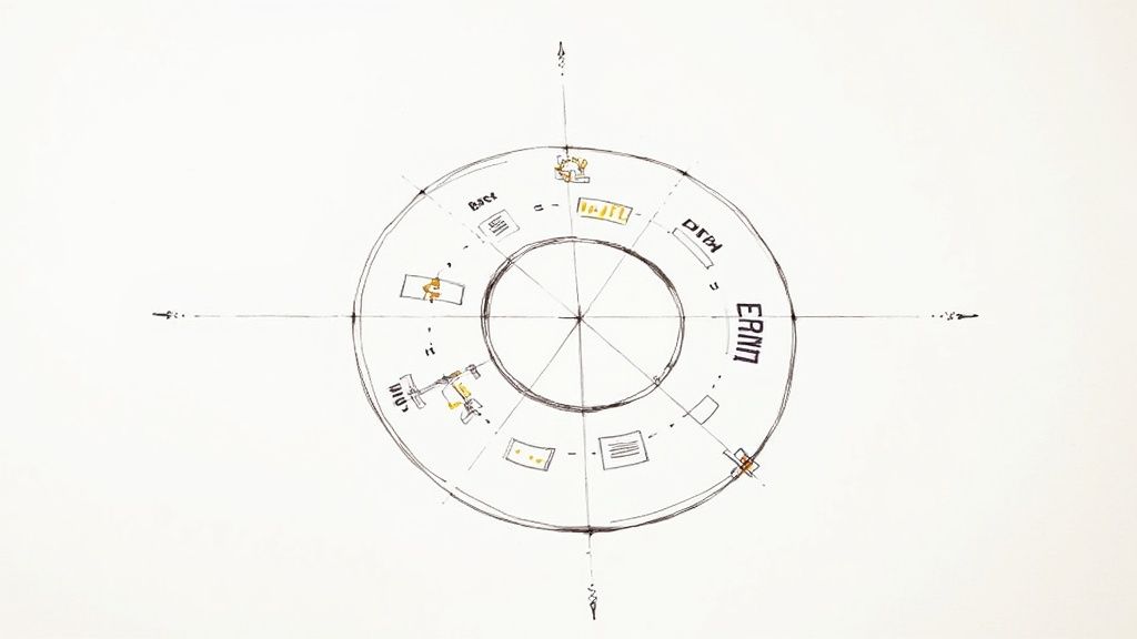 Illustration depicting data assets, locks, and secure storage solutions.