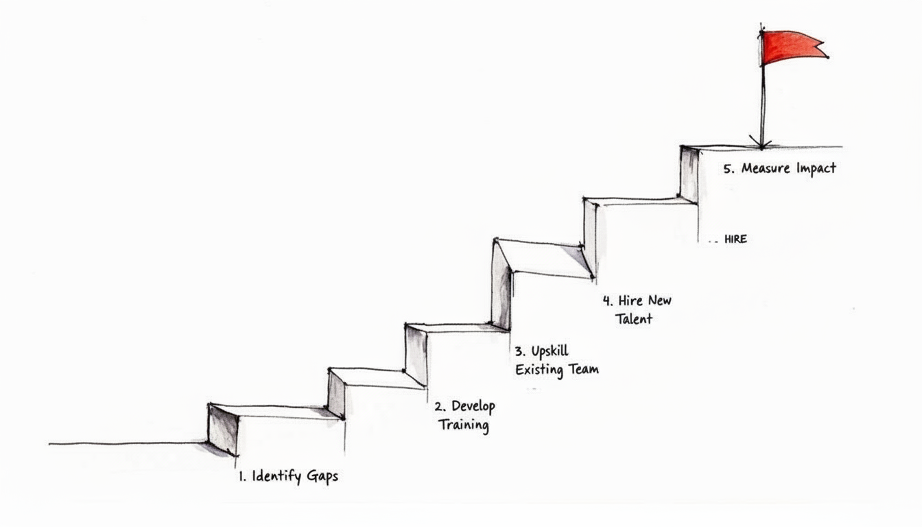 A person sketching out a strategic growth plan on a whiteboard, connecting data points and action items.