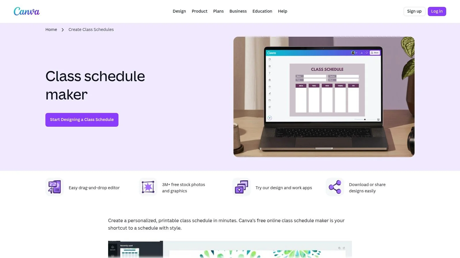 Canva Interface with Schedule Templates