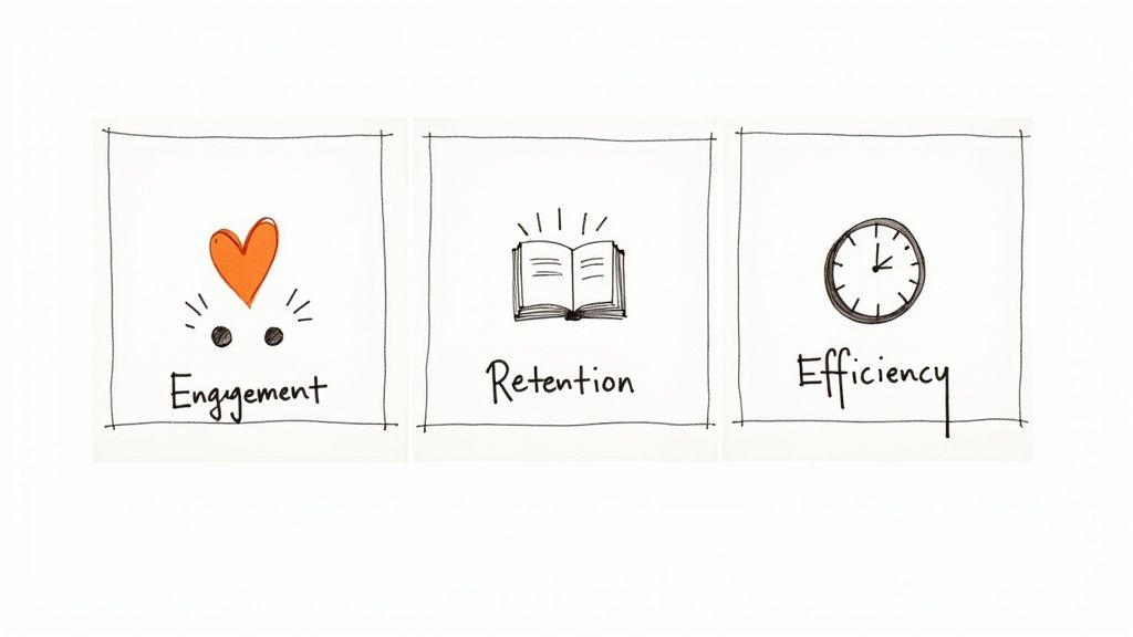 Learners engaged with an adaptive learning platform interface.