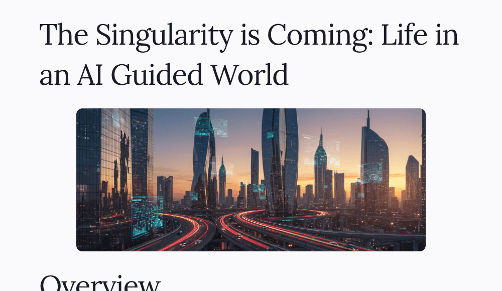 The Singularity is Coming: Life in an AI Guided World
