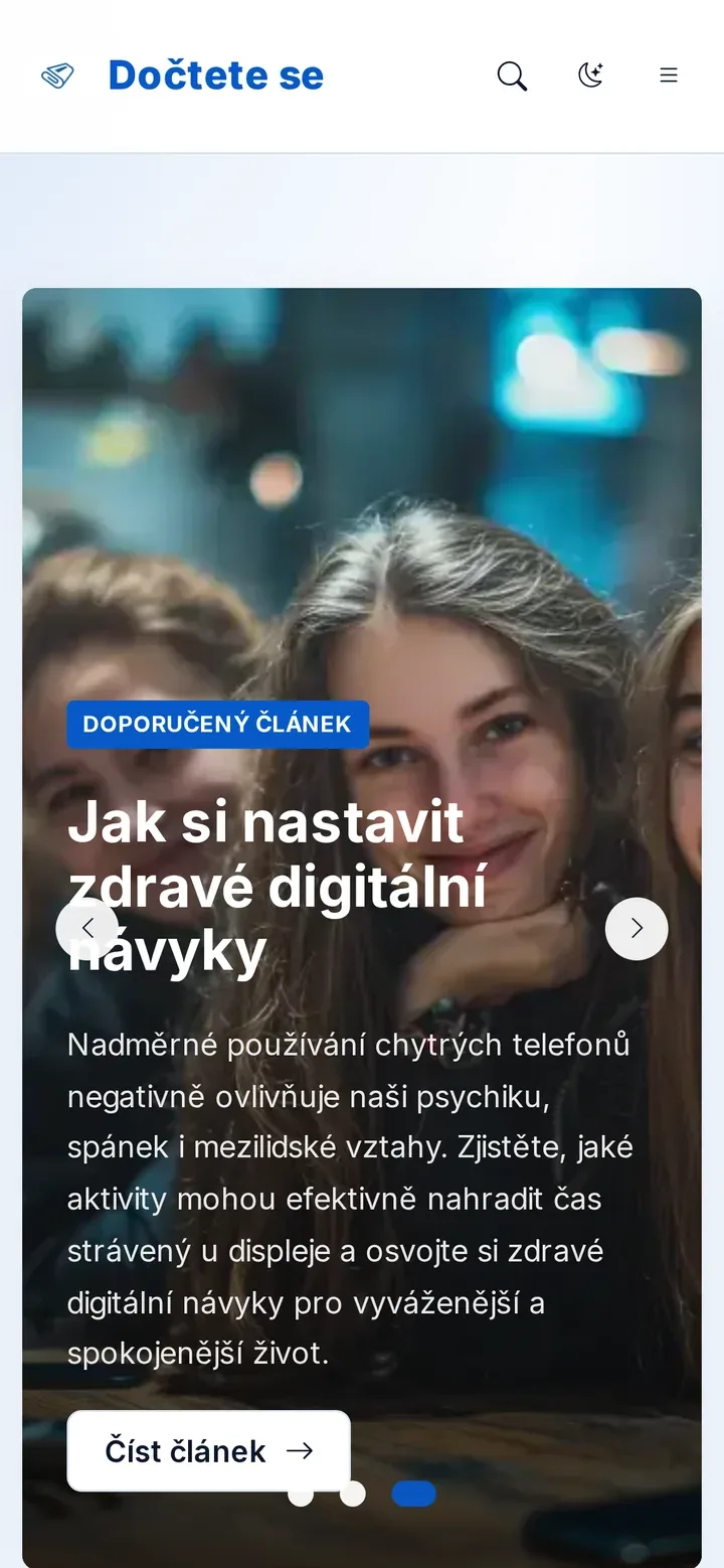 Dočtěte se – obsahový magazín s desítkami rubrik — náhled na tabletu