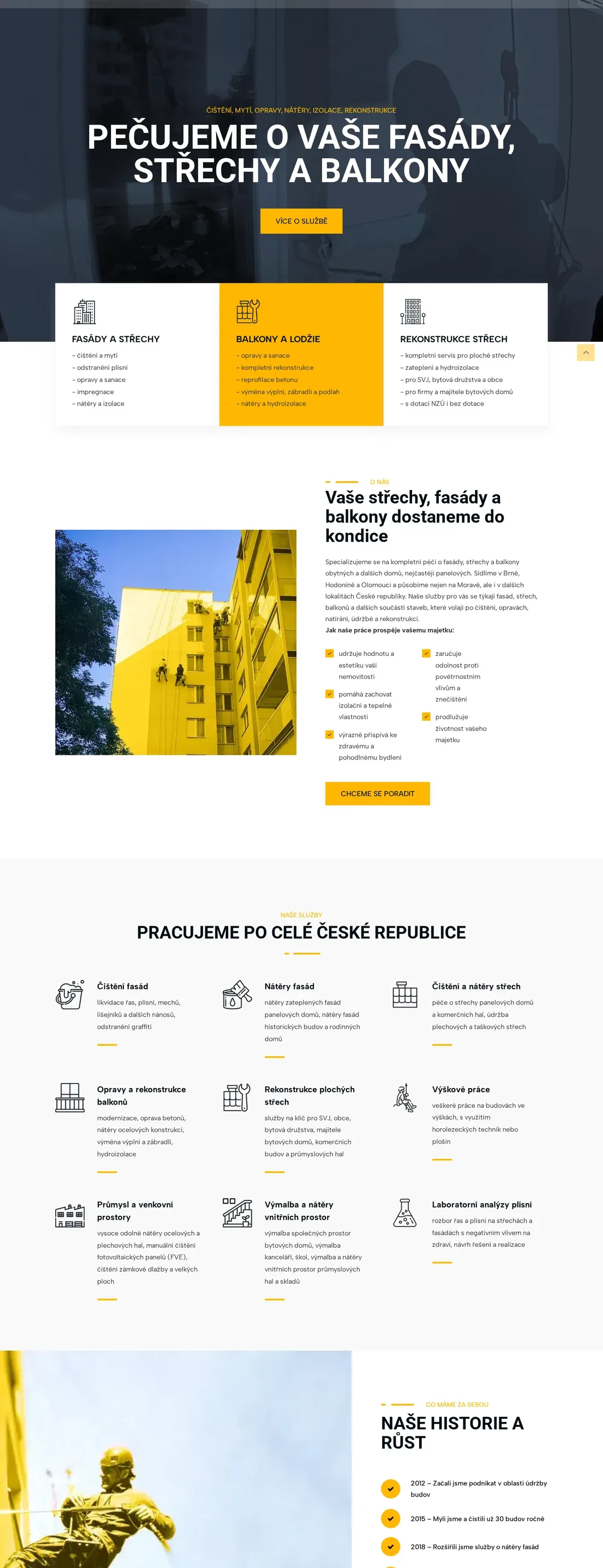 Umytá fasáda – firemní web s katalogem služeb a realizací — náhled na mobilu
