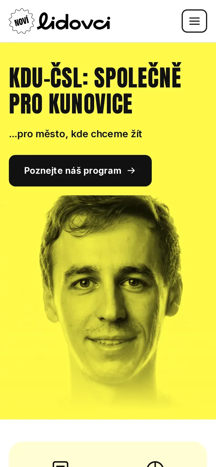 Společně pro Kunovice – web kandidátky do zastupitelstva — náhled na tabletu