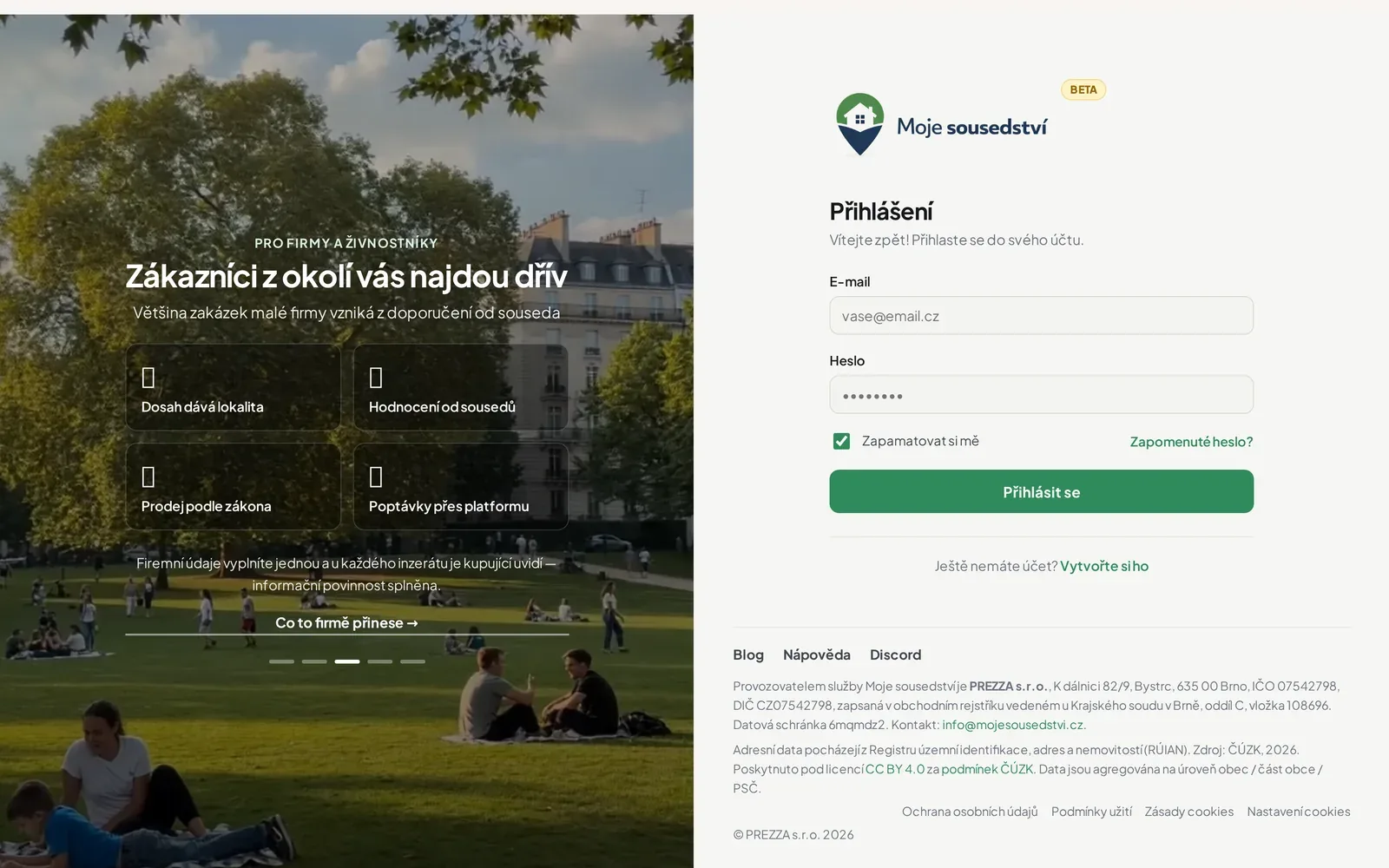Moje sousedství – blog a nápověda pro aplikaci — náhled na velké obrazovce