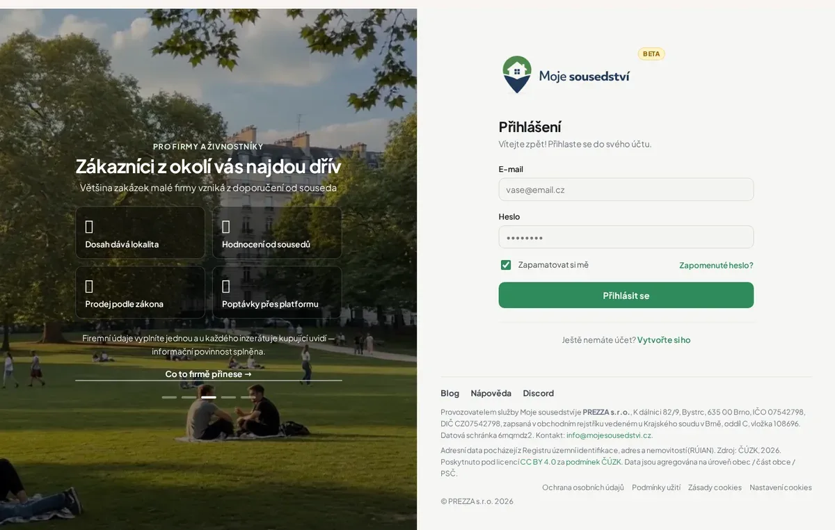 Moje sousedství – blog a nápověda pro aplikaci — náhled na mobilu