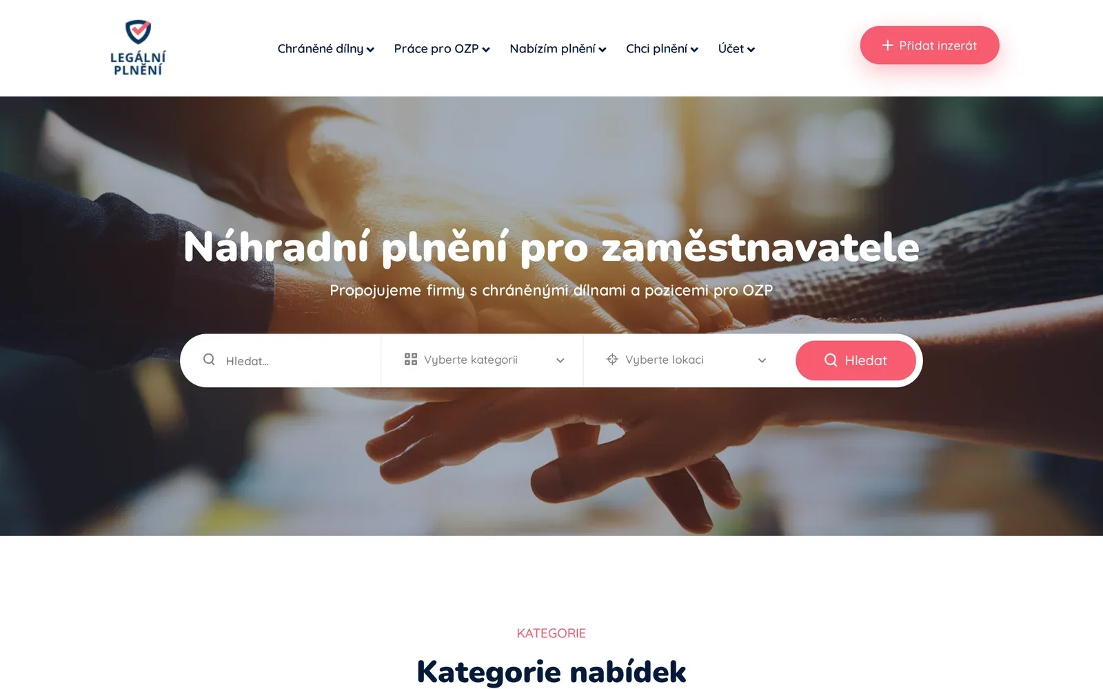 Legální plnění – katalog nabídek chráněných dílen — náhled na velké obrazovce