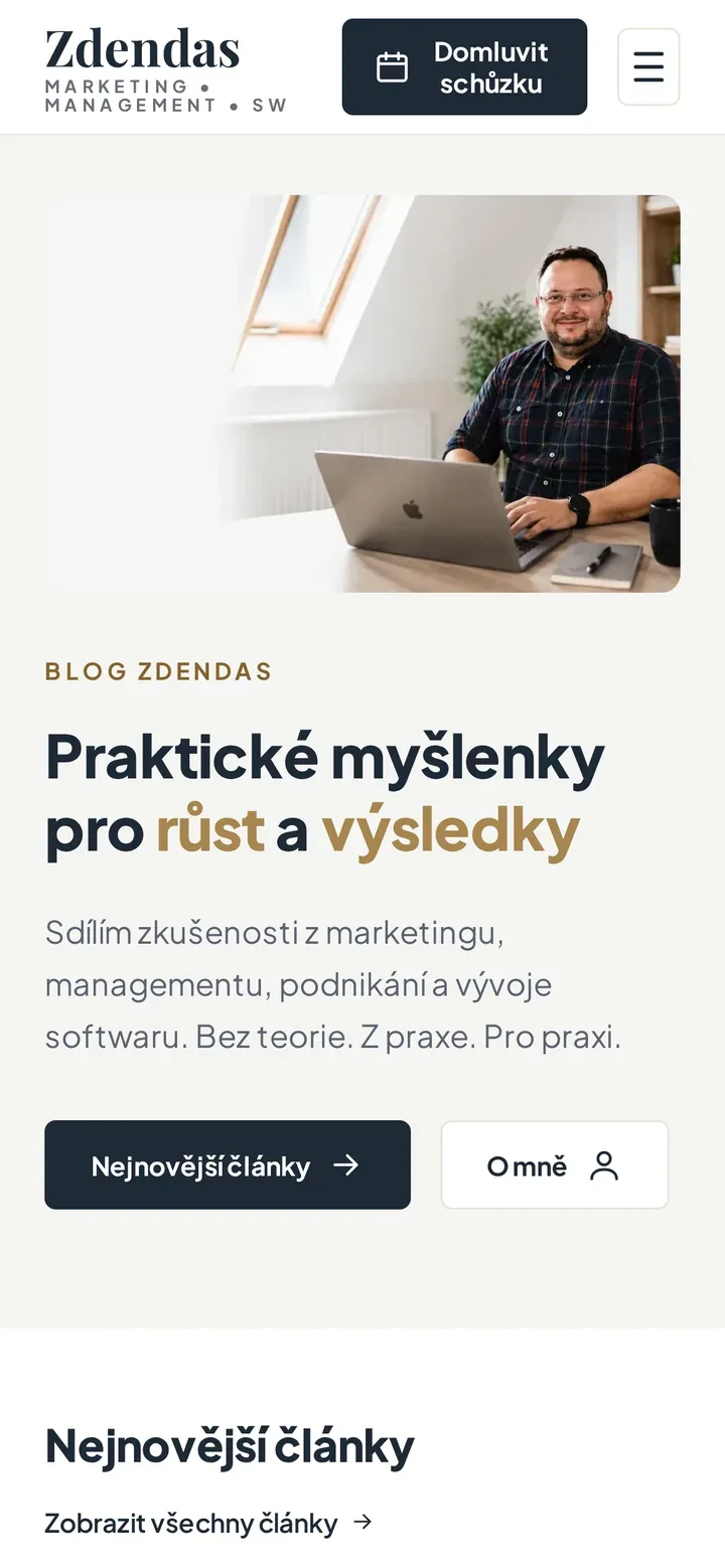Zdendas – osobní blog přenesený z WordPressu — náhled na tabletu