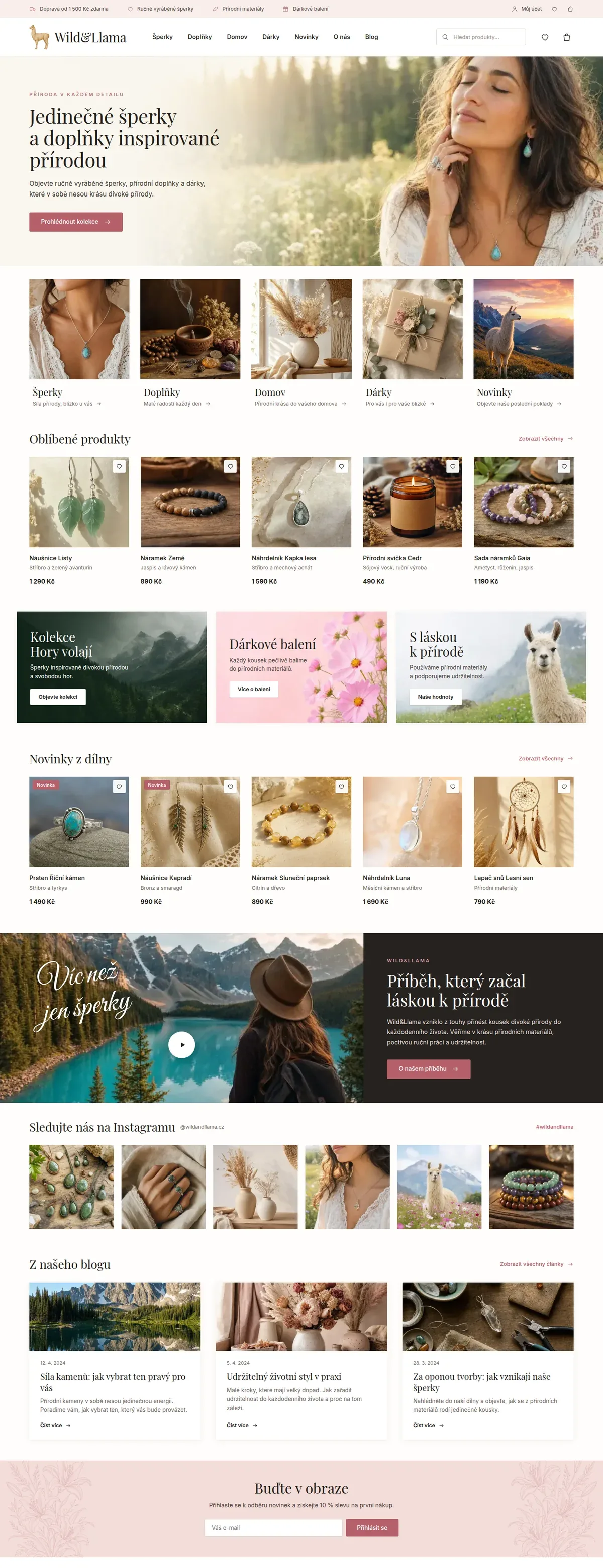 Wild and Llama – e-shop s ručně vyráběnými šperky — náhled na mobilu