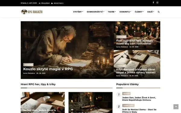 Náhled webu RPG Magazín – komunitní magazín s přispěvateli