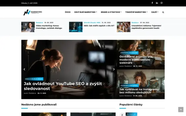 Náhled webu Marketing Brno – magazín se 144 rubrikami a katalogem akcí