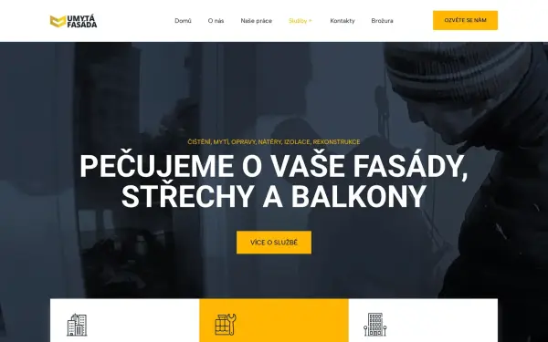 Náhled webu Umytá fasáda – firemní web s katalogem služeb a realizací