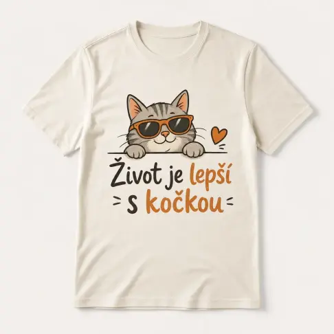 Tričko Život je lepší s kočkou