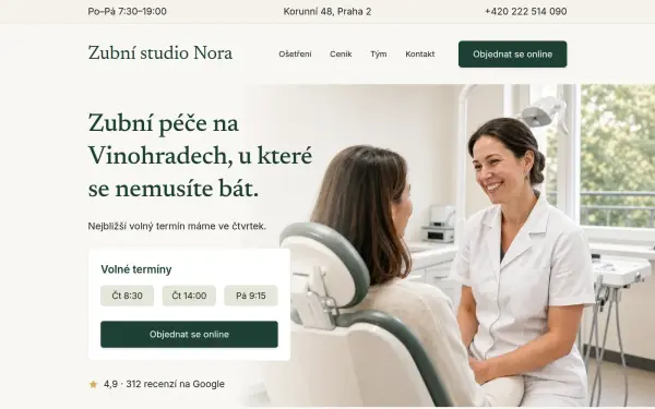 Náhled šablony Zubní studio Nora