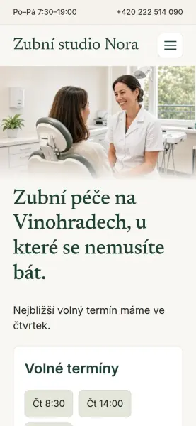 Šablona Zubní studio Nora na mobilu