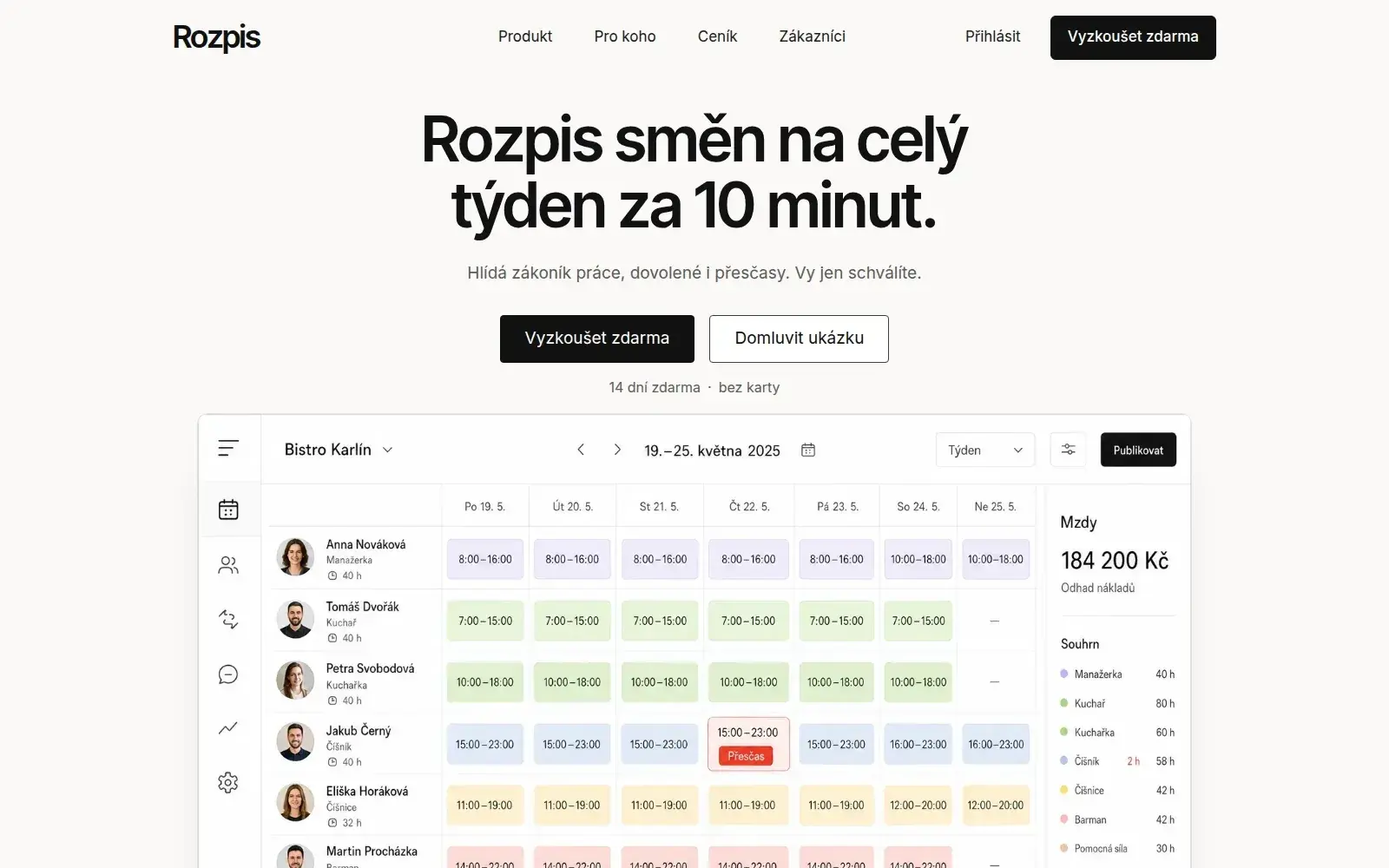 Šablona Rozpis na počítači
