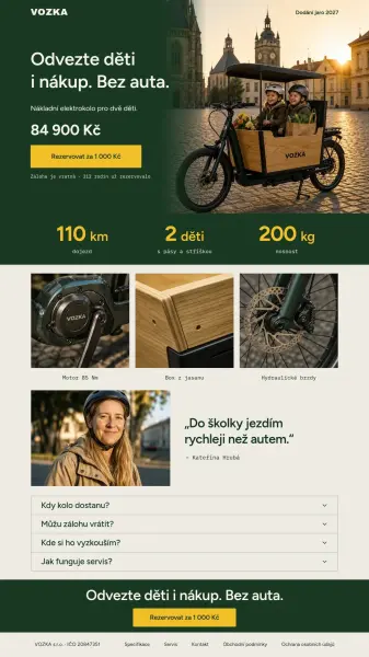 Šablona Vozka One celá úvodní stránka