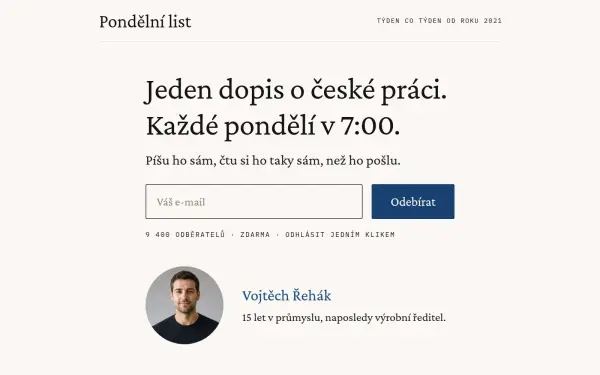 Náhled šablony Pondělní list