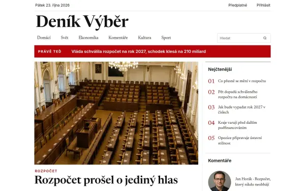 Náhled šablony Deník Výběr