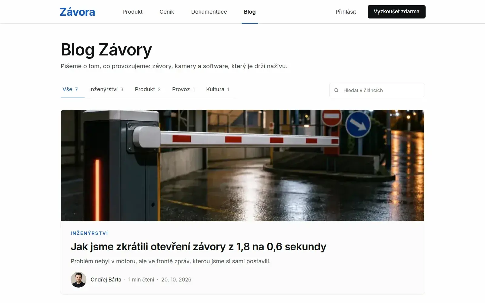 Šablona Závora na počítači