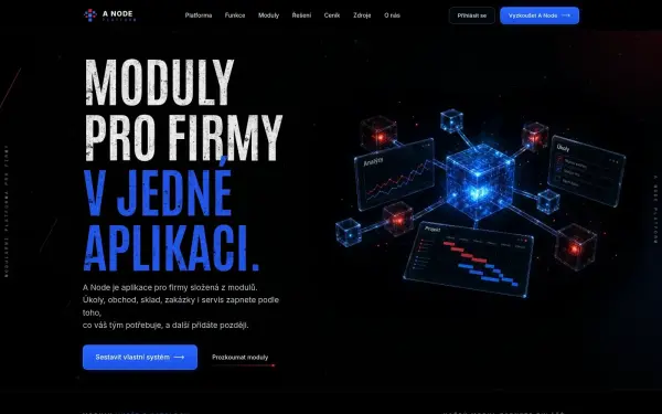 Náhled webu Anode – web modulární SaaS platformy
