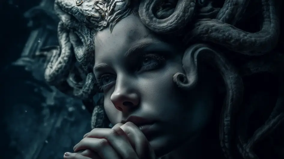 Ilustrace medusy, zdůrazňující její sílu a nezávislost