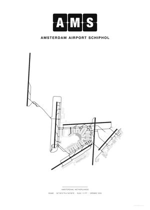 AMS Amsterdam Airport Schiphol map poster