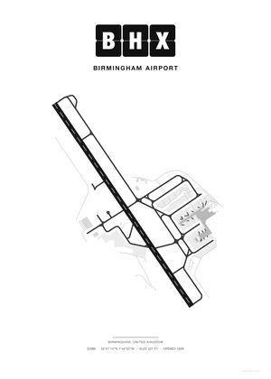 BHX Birmingham Airport map poster