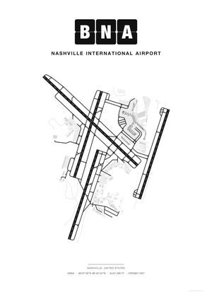 BNA Nashville International Airport map poster