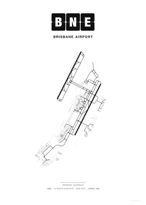 BNE Brisbane Airport map poster