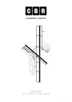 CBR Canberra Airport map poster
