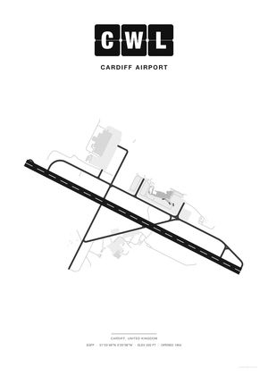 CWL Cardiff Airport map poster