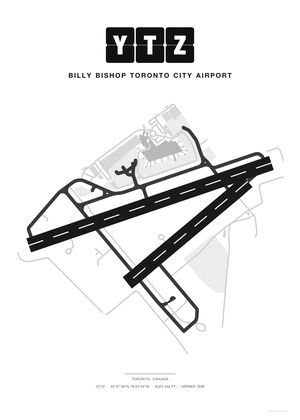 YTZ Billy Bishop Toronto City Airport map poster