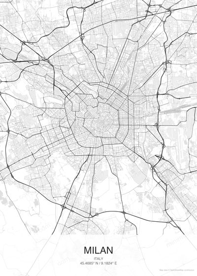 Milan map poster