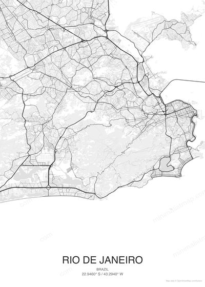 Rio de Janeiro map poster