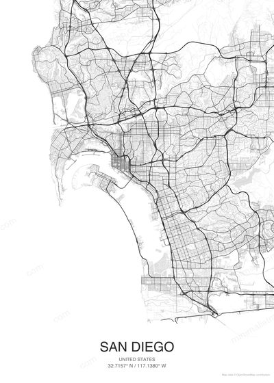 San Diego map poster