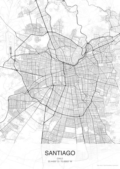 Santiago map poster