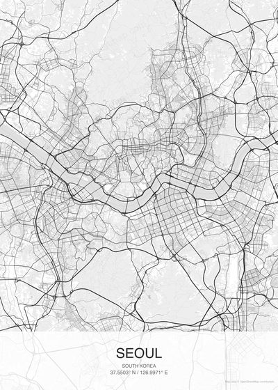 Seoul map poster