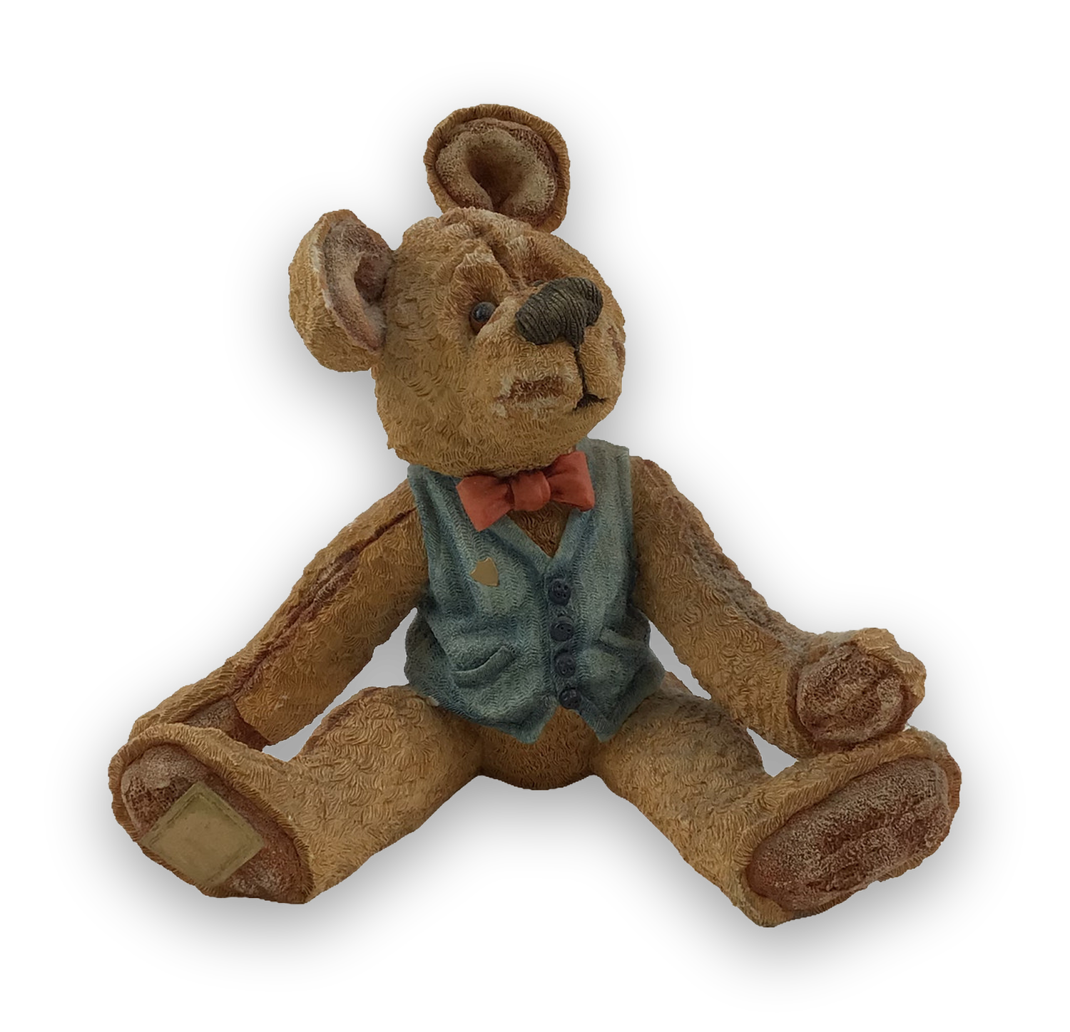Material Bears Cashmere Resin Teddy Bear Figurine Brown Waistcoat Bow Tie 90298 — image 1