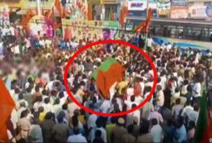 BJP flag pole falls one injured
