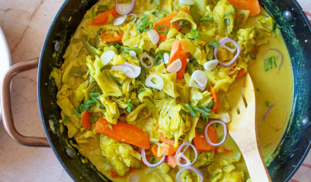 Cabbage coconut milk curry