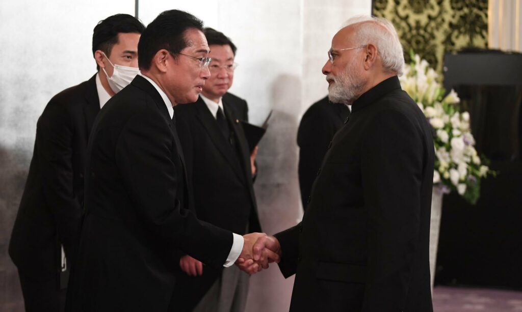 pm modi floral tribute former japan pm shinzo abe funeral