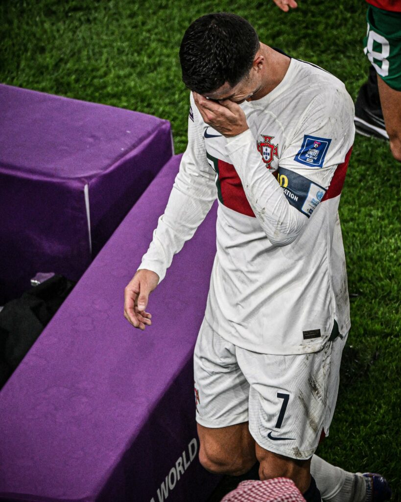 Ronaldo in tears after losing to Morocco